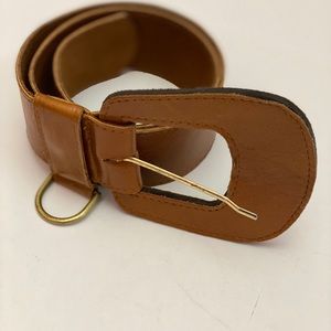 Nikki Jaggs wide genuine leather belt Cognac